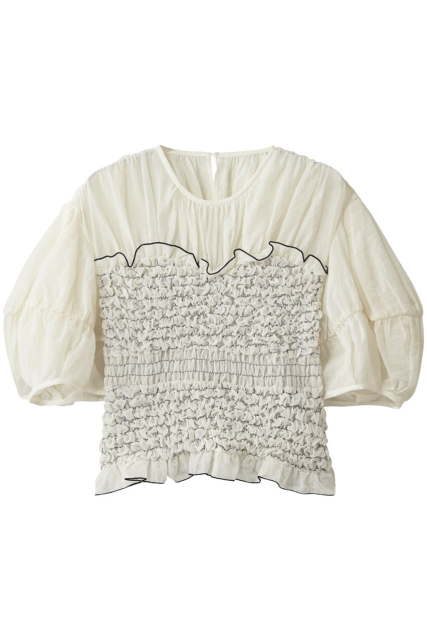 クラネ/CLANEのCOLOR STITCHED SHIRRING TOPS(IVORY/11122-4263)