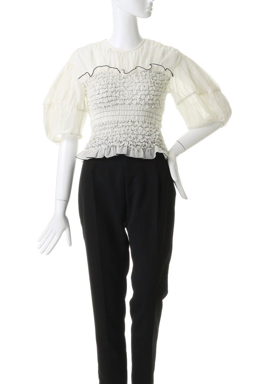 CLANE(クラネ)｜COLOR STITCHED SHIRRING TOPS/IVORY の通販｜ELLESHOP