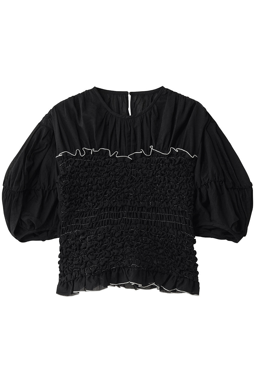 クラネ/CLANEのCOLOR STITCHED SHIRRING TOPS(BLACK/11122-4263)