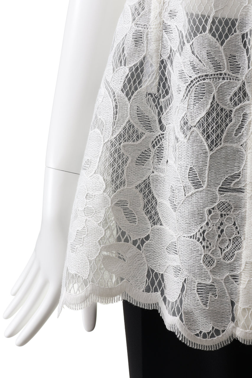 CLANE(クラネ)｜FLOWER LACE WAIST SHAPE TOPS/WHITE の通販｜ELLESHOP 