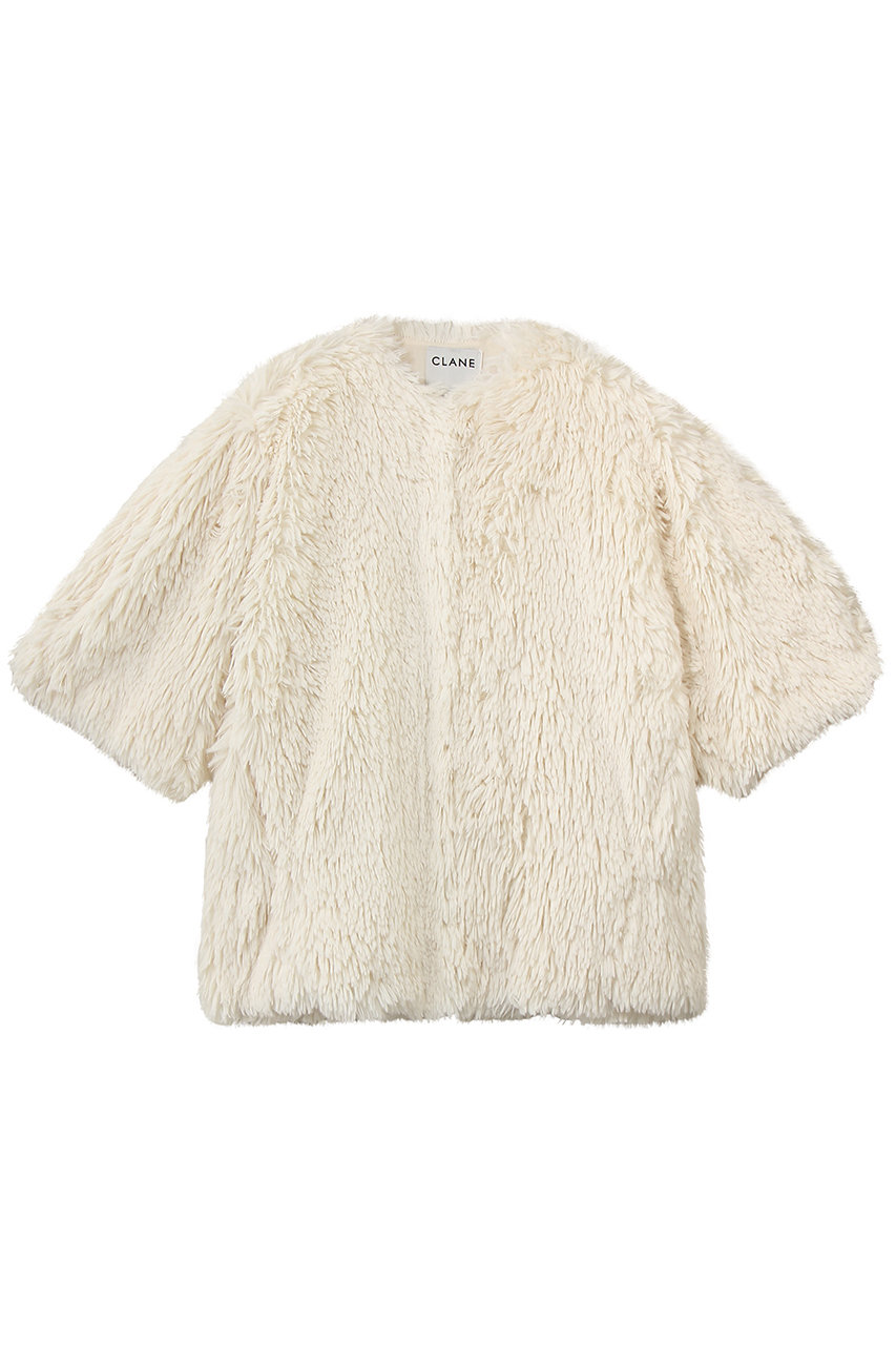 CLANE HALF SLEEVE FAKE FUR JACKET (IVORY, F) クラネ ELLE SHOP