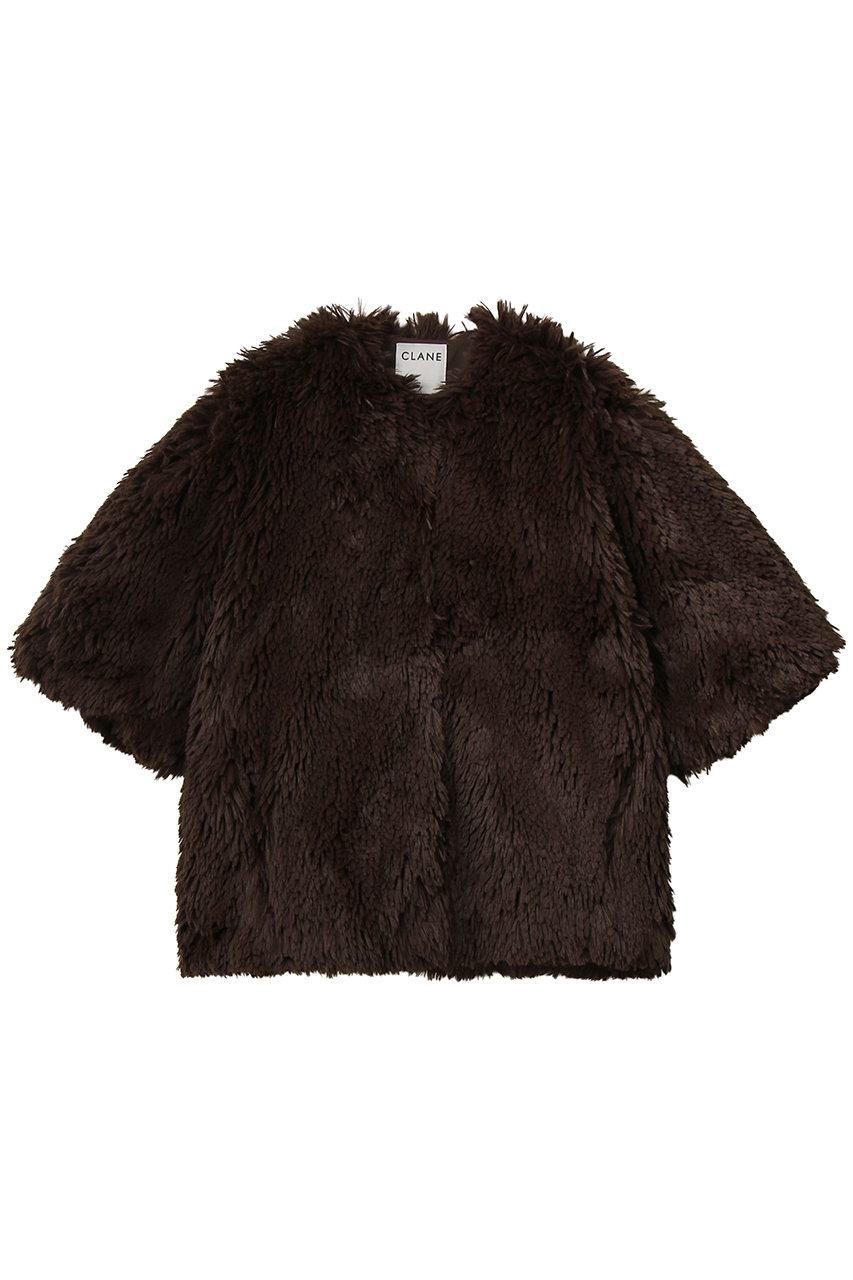 CLANE HALF SLEEVE FAKE FUR JACKET (BROWN, F) クラネ ELLE SHOP