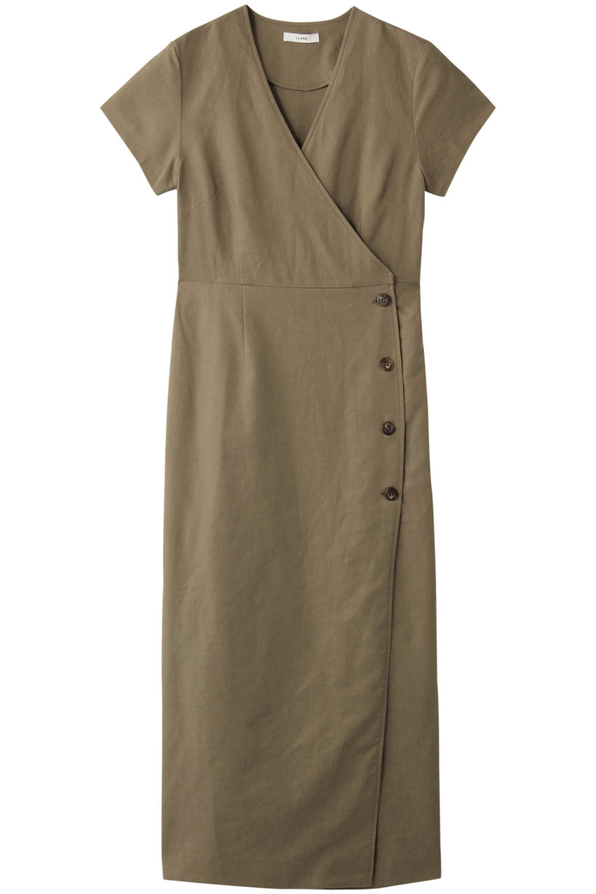 SALE 【50%OFF】 CLANE クラネ CACHE COEUR LINEN OP/ワンピース カーキ