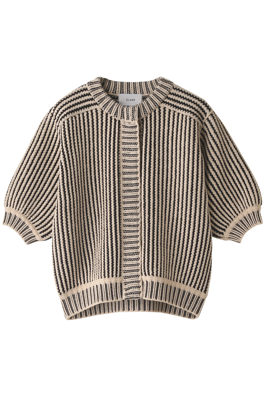 CLANE STRIPE CABLE HALF SLEEVE CARDIGAN agesim.com