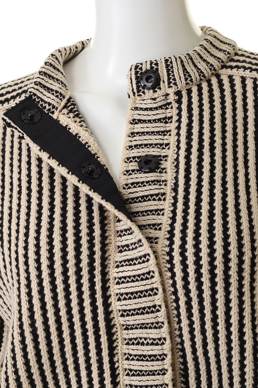 CLANESTCLANE STRIPE CABLE HALF SLEEVE CARDIGAN - カーディガン/ボレロ