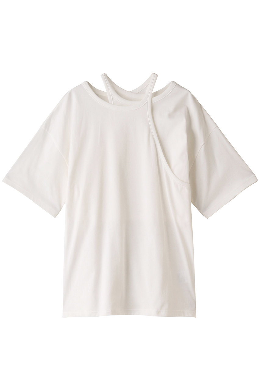 ＜ELLE SHOP＞ CLANE HALTER LAYERED TOPS Tシャツ/カットソー (ホワイト 1) クラネ ELLE SHOP
