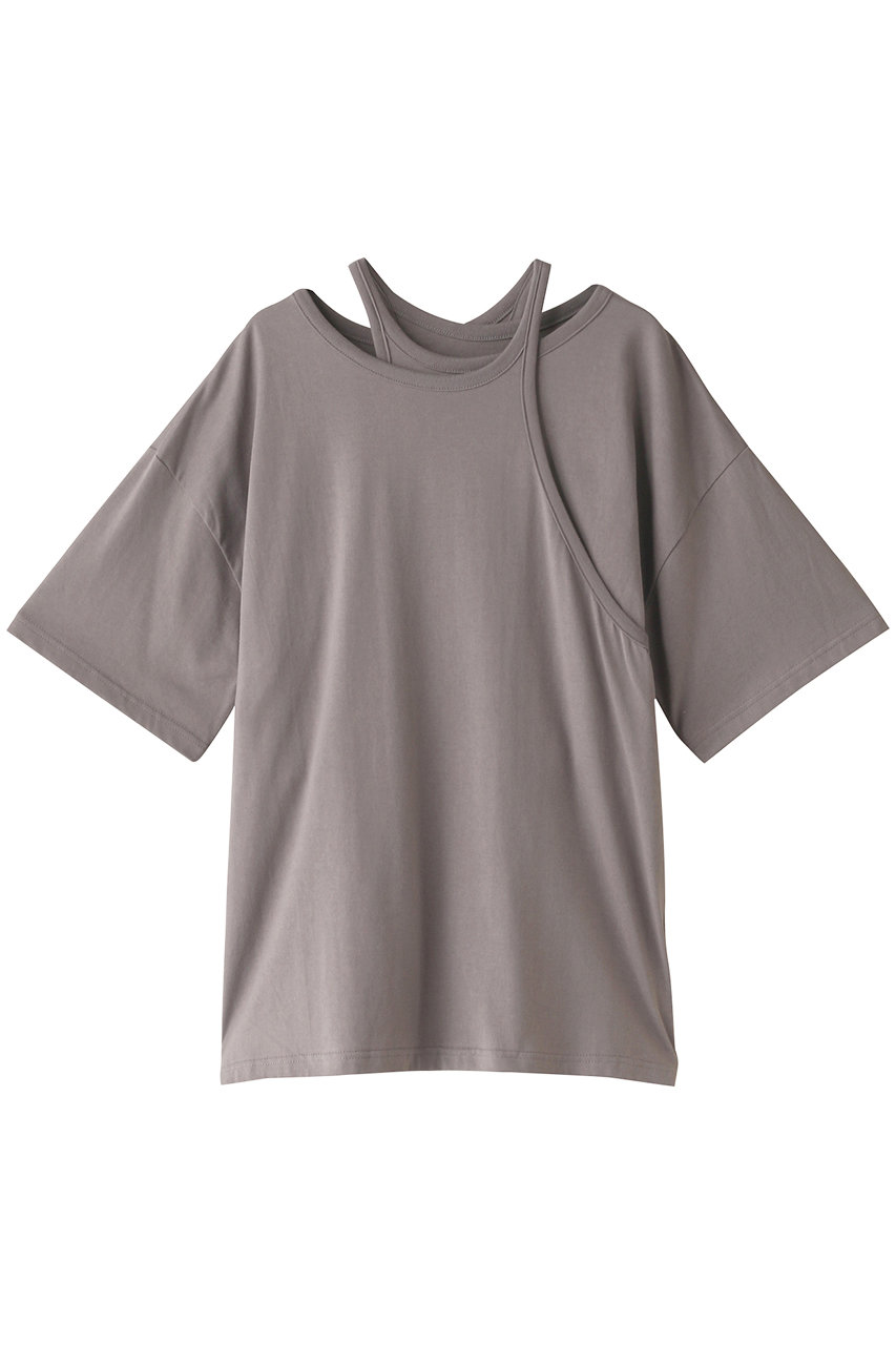 ＜ELLE SHOP＞ CLANE HALTER LAYERED TOPS Tシャツ/カットソー (グレー 1) クラネ ELLE SHOP