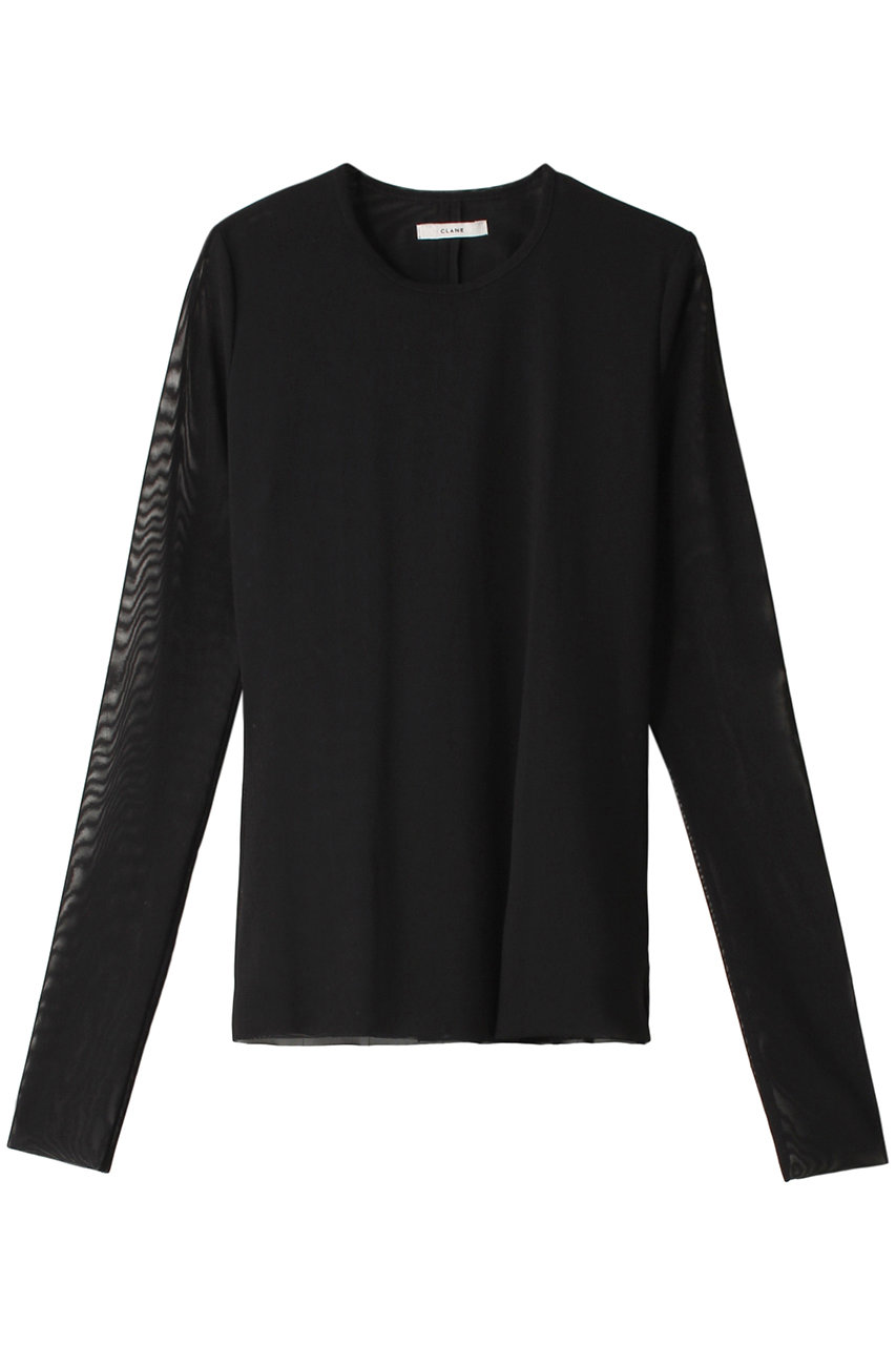 クラネ/CLANEのSHEER MESH CREW NECK TOPS/トップス(BLACK/16105-1072)