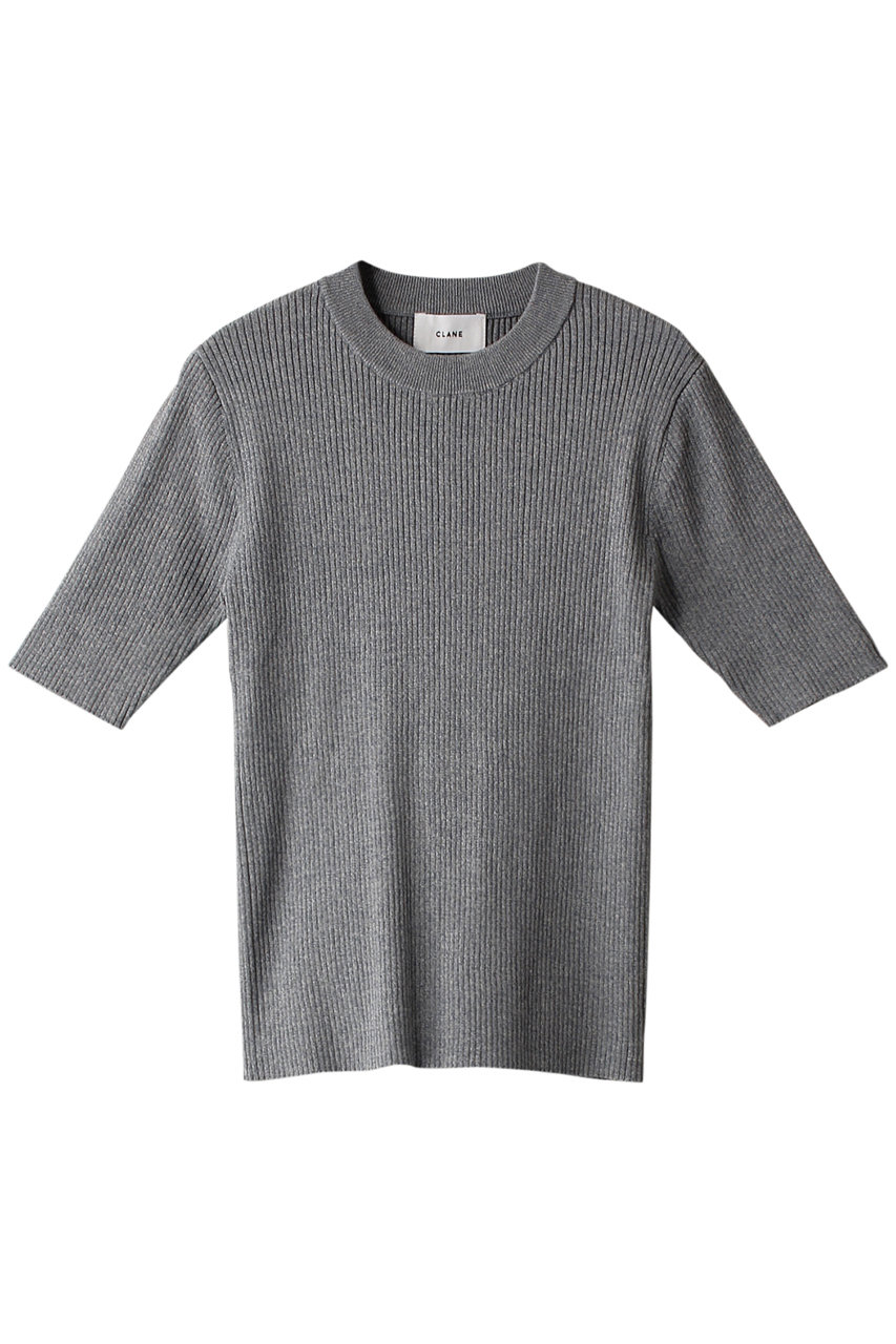 CLANE H/N HALF SLEEVE RIB KNIT TOPS/トップス (BLUE, 2) クラネ ELLE SHOP CLANE H/N HALF SLEEVE RIB KNIT TOPS/トップス (BLUE, 2) クラネ ELLE SHOP