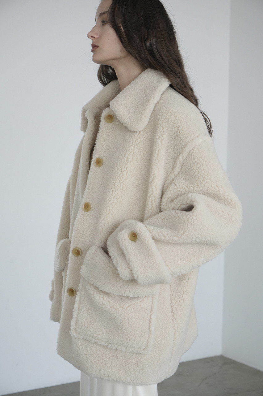 RIDGE POCKET BOA OVER COAT -BEIGE- | IN ONLINE STORE