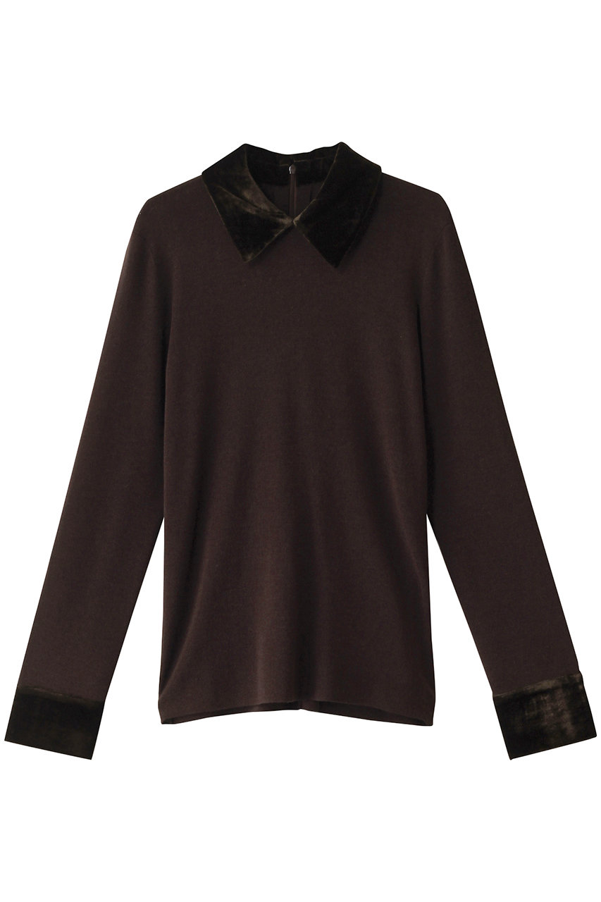 クラネ/CLANEのVELOUR COLLAR KNIT TOPS ニット(BROWN/17106-2452)