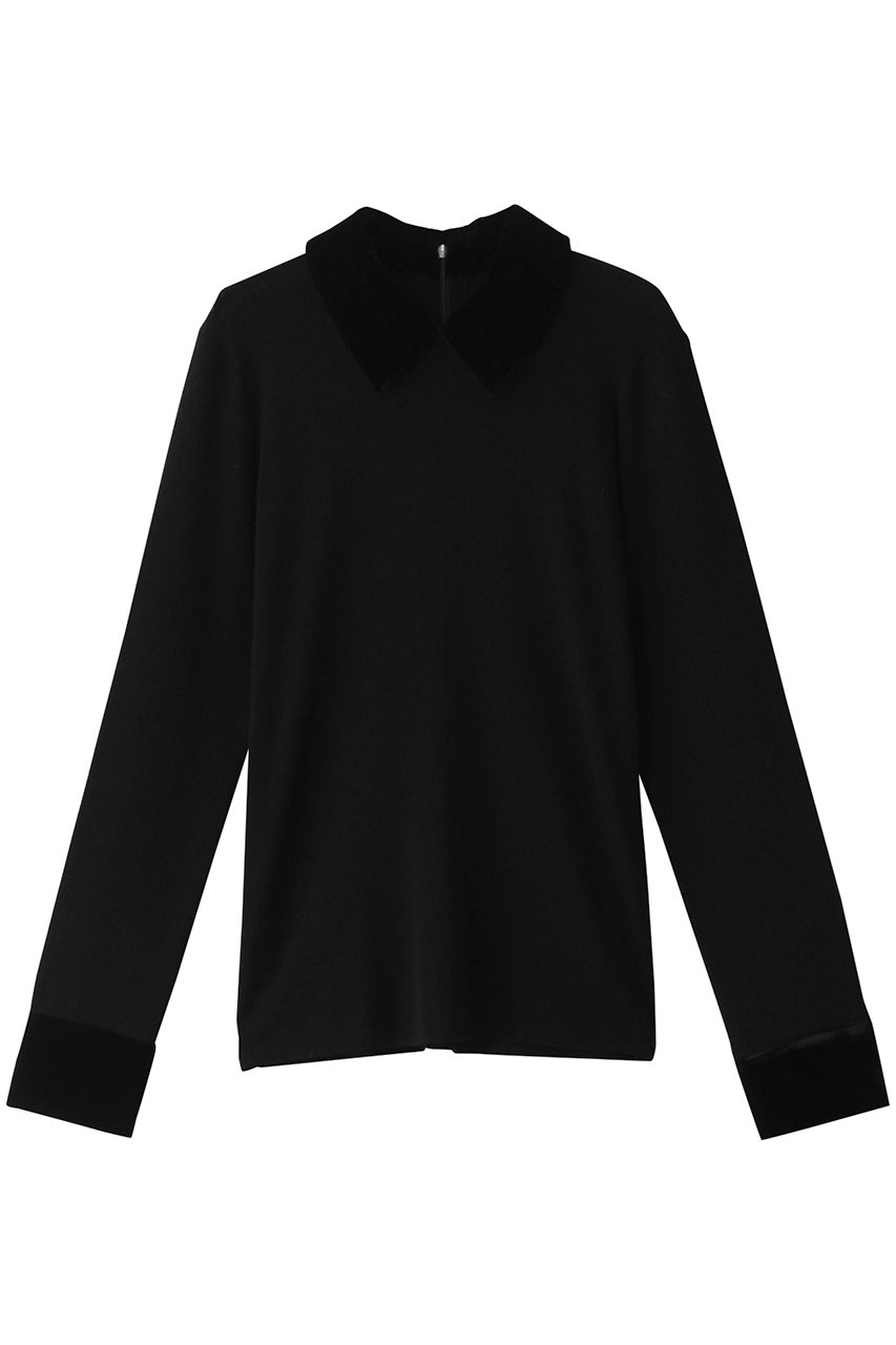 クラネ/CLANEのVELOUR COLLAR KNIT TOPS ニット(BLACK/17106-2452)