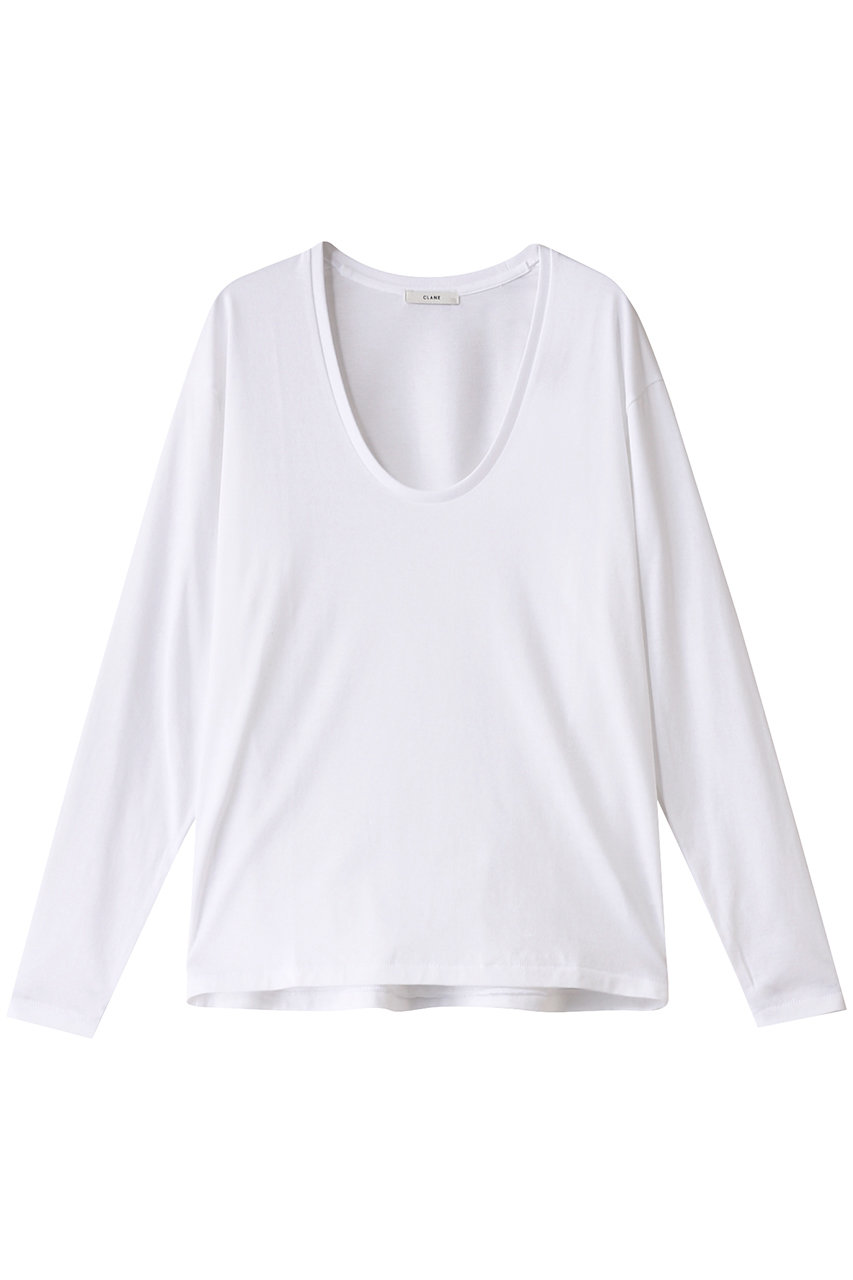 クラネ/CLANEのDEEP U NECK TOPS/Tシャツ(WHITE/18105-1192)