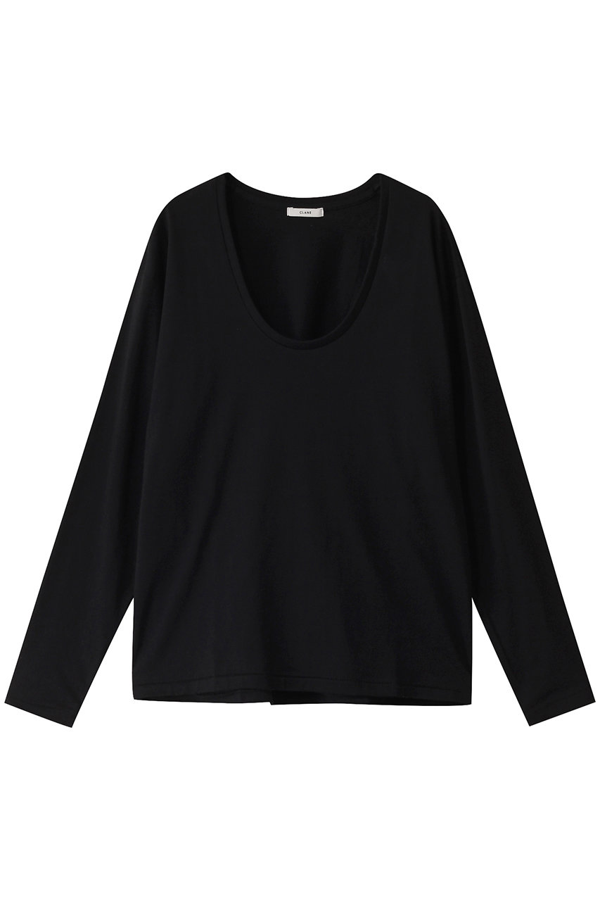 クラネ/CLANEのDEEP U NECK TOPS/Tシャツ(BLACK/18105-1192)