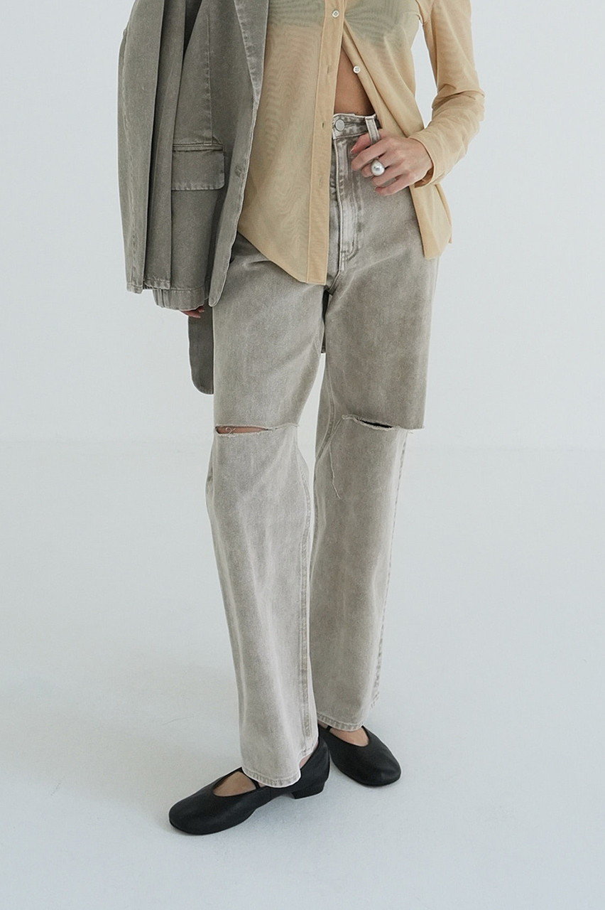 CLANE(クラネ)｜SLASH CUT DENIM PANTS/デニムパンツ/BEIGE の