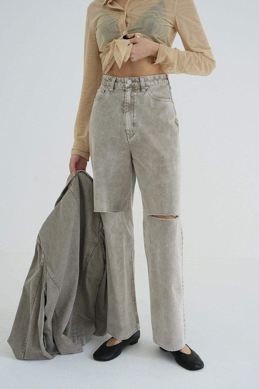CLANE(クラネ)｜SLASH CUT DENIM PANTS/デニムパンツ/BEIGE の