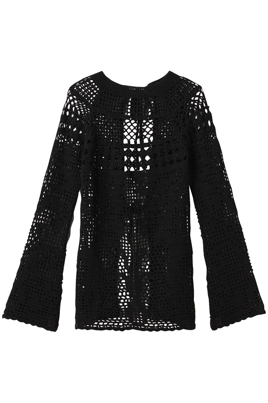 CLANE BACK OPEN CROCHET KNIT TOPS/ニット (BLACK, F) クラネ ELLE SHOP CLANE BACK OPEN CROCHET KNIT TOPS/ニット (BLACK, F) クラネ ELLE SHOP