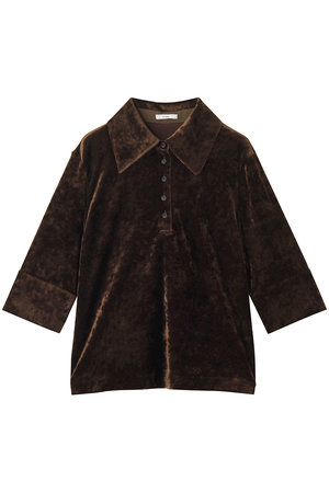 クラネ/CLANEのCRUSHED VELOUR POLO TOPS/シャツ/ブラウス(110400/110402)