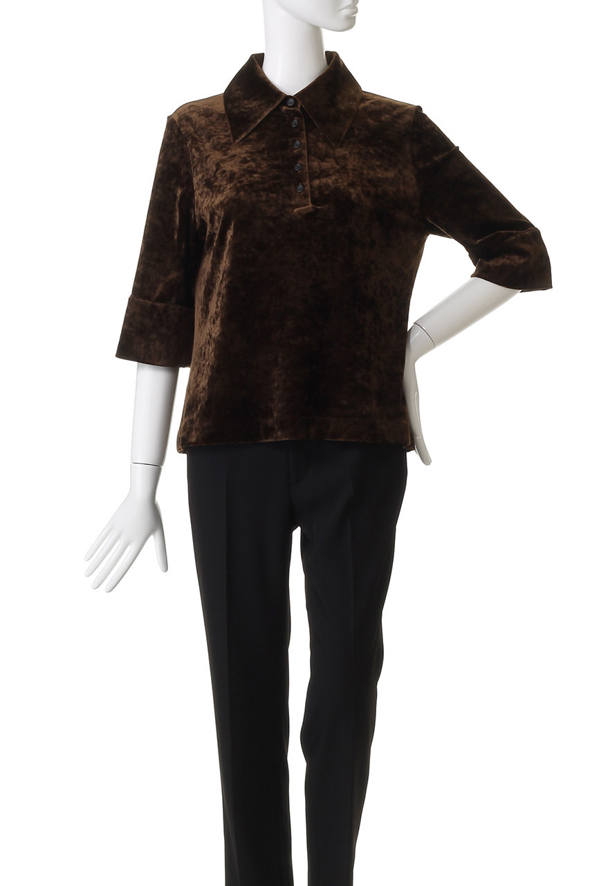 トップス CLANE CRUSHED VELOUR POLO TOPS CRUSHED VELOUR POLO TOPS（ポロシャツ）｜CLANE（クラネ）の