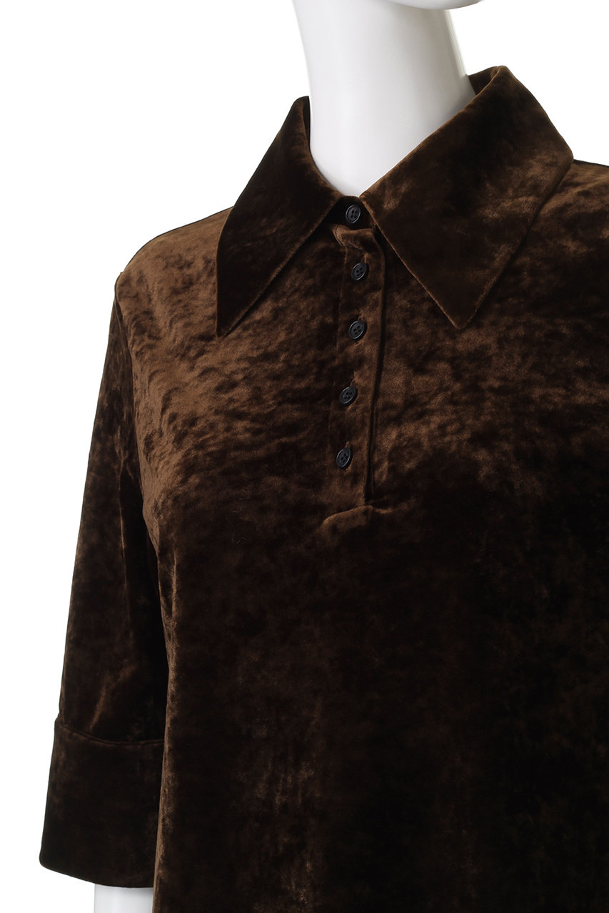 CLANE(クラネ)｜CRUSHED VELOUR POLO TOPS/シャツ/ブラウス