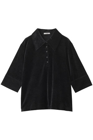 トップス CLANE CRUSHED VELOUR POLO TOPS クラネ CLANE CRUSHED VELOUR POLO TOPS （BLACK
