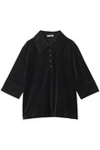 CLANE(クラネ)｜CRUSHED VELOUR POLO TOPS/シャツ/ブラウス/BROWN の