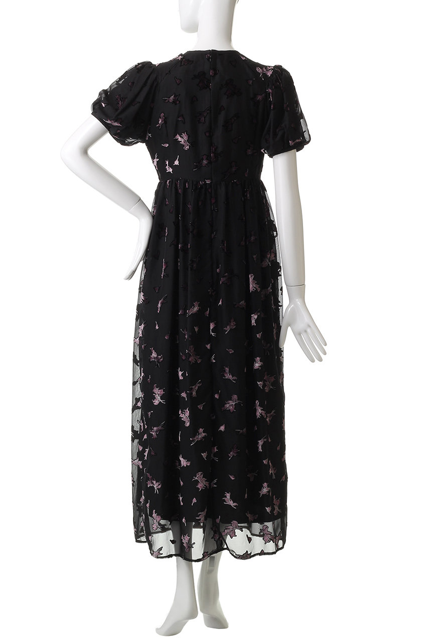 CLANE(クラネ)｜FLOWER OPAL PUFF ONEPIECE/ワンピース/BLACK の