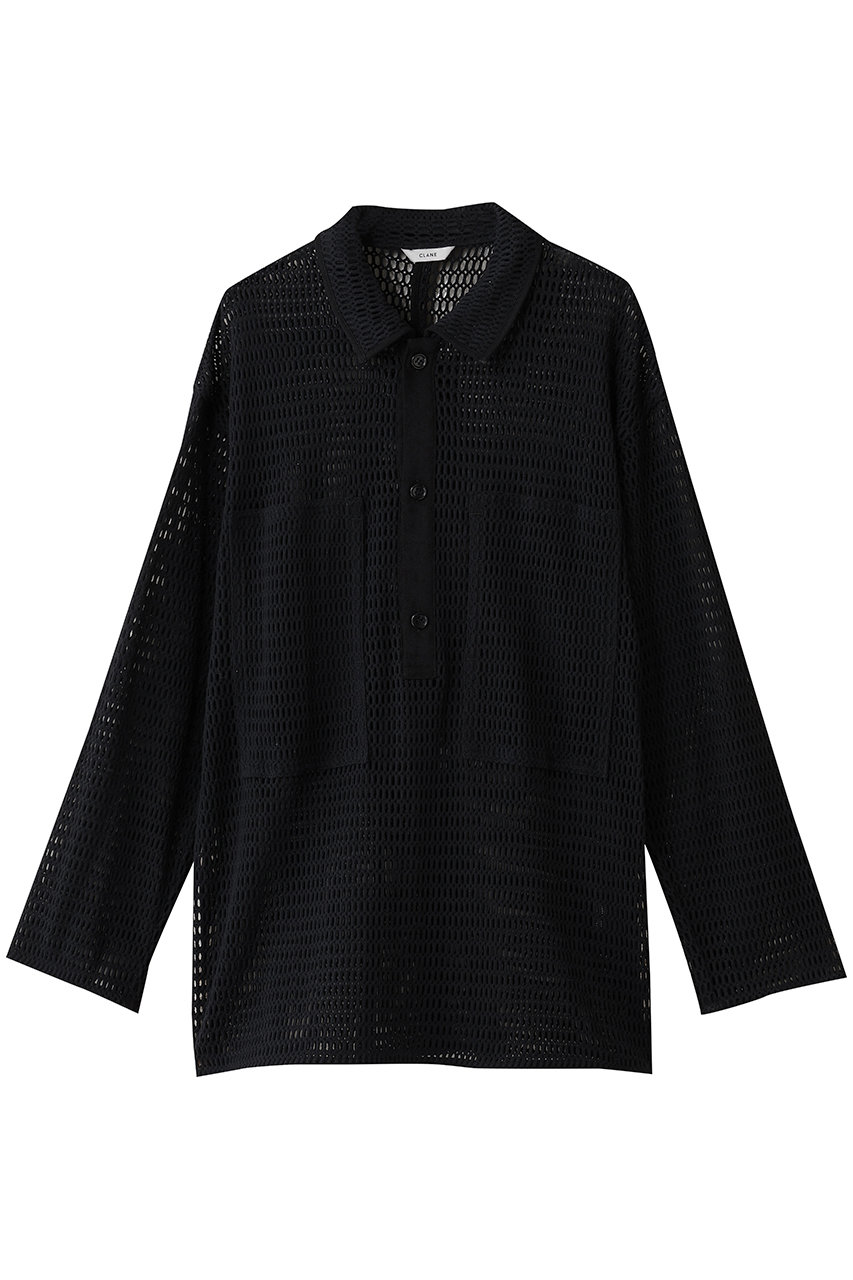 クラネ/CLANEのMESH POCKET OVER SHIRTS/シャツ/ブラウス(BLACK/19122-4022)