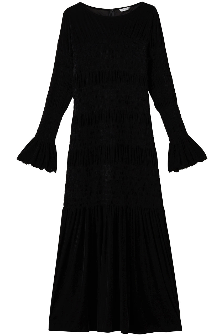 コメント必須　新品、即発、クラネ　SHIRRING LONG ONEPIECE CLANE(クラネ)｜SHIRRING LONG ONEPIECE/ワンピース/BLACK の