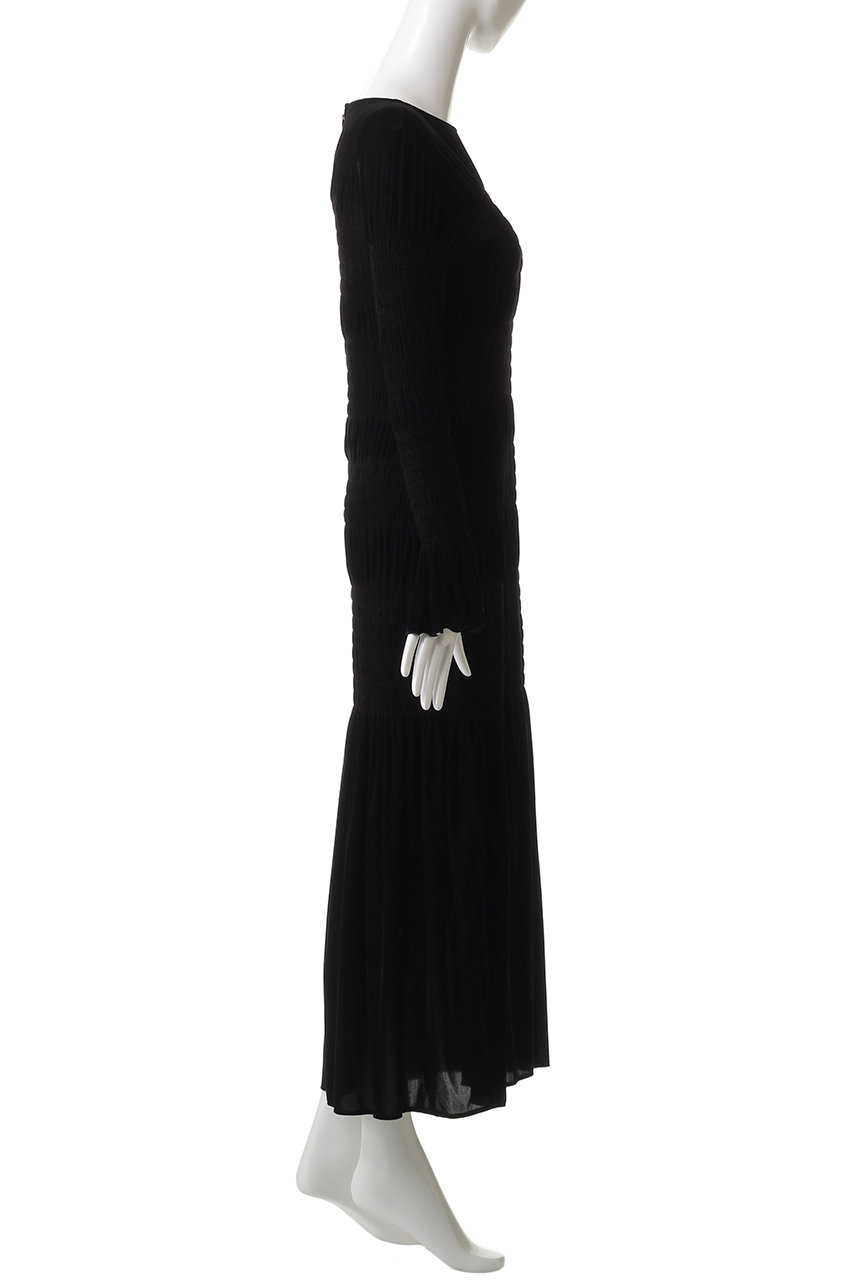 CLANE(クラネ)｜SHIRRING LONG ONEPIECE/ワンピース/BLACK の