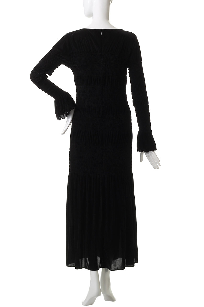 CLANE(クラネ)｜SHIRRING LONG ONEPIECE/ワンピース/BLACK の