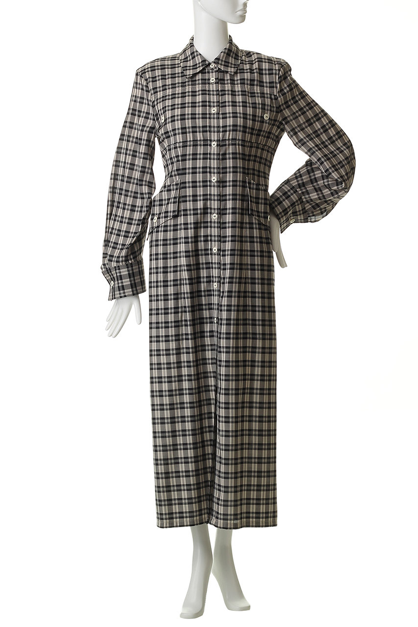 CLANE(クラネ)｜UP POCKET CHECK SHIRT ONEPIECE ワンピース/BLACK の