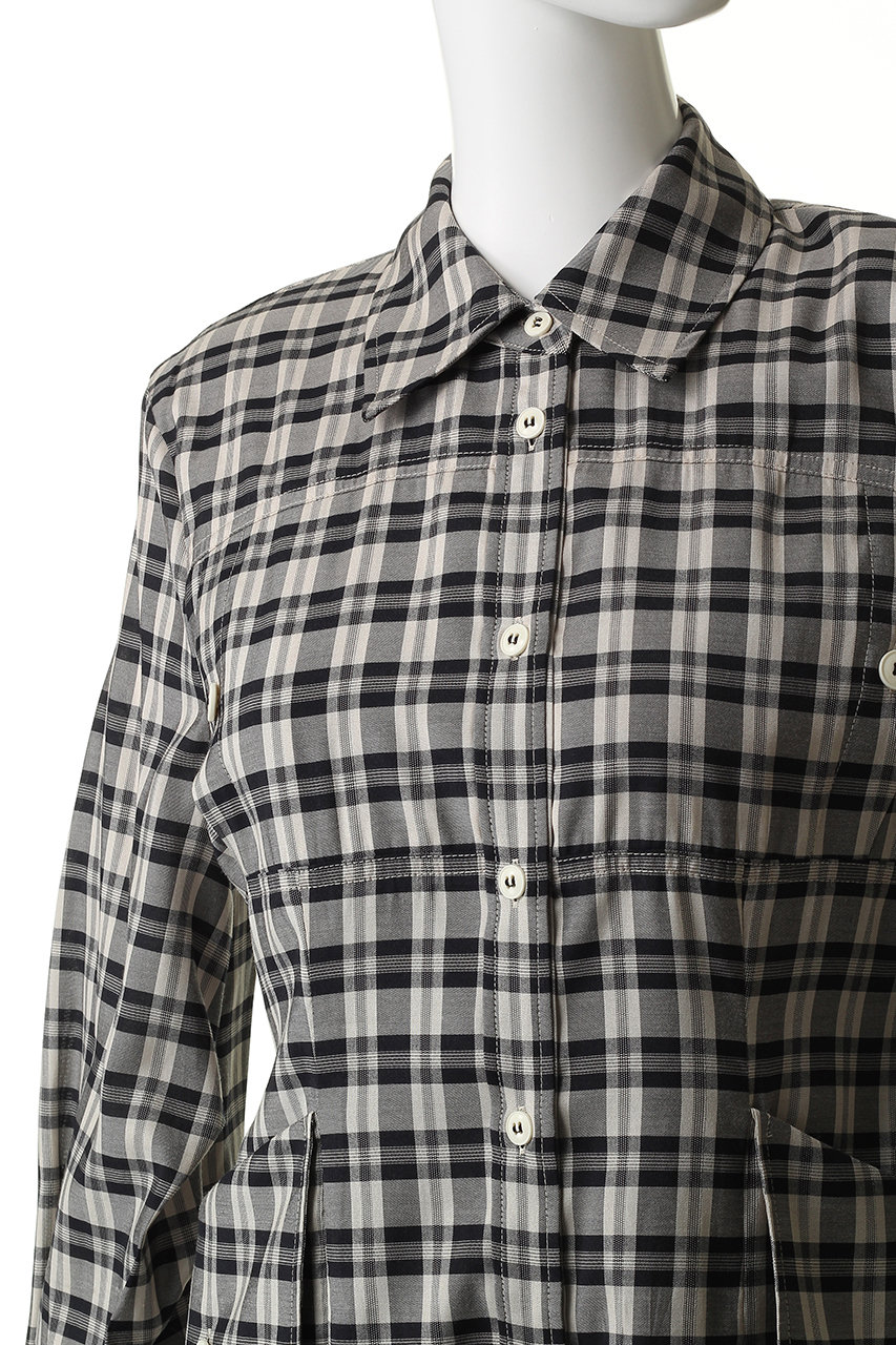 CLANE(クラネ)｜UP POCKET CHECK SHIRT ONEPIECE ワンピース/BLACK の