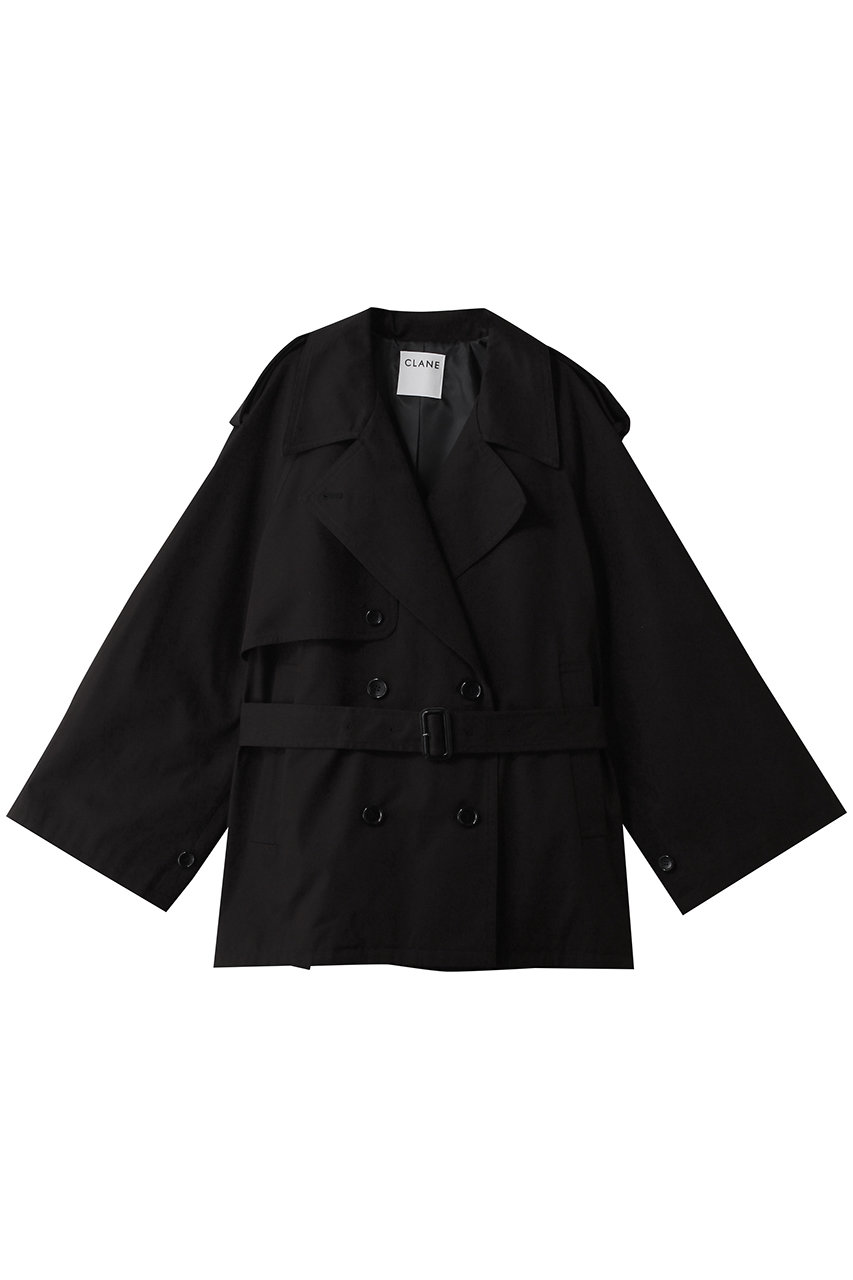 CLANE OVER SHORT TRENCH COAT コート (BLACK, 1) クラネ ELLE SHOP