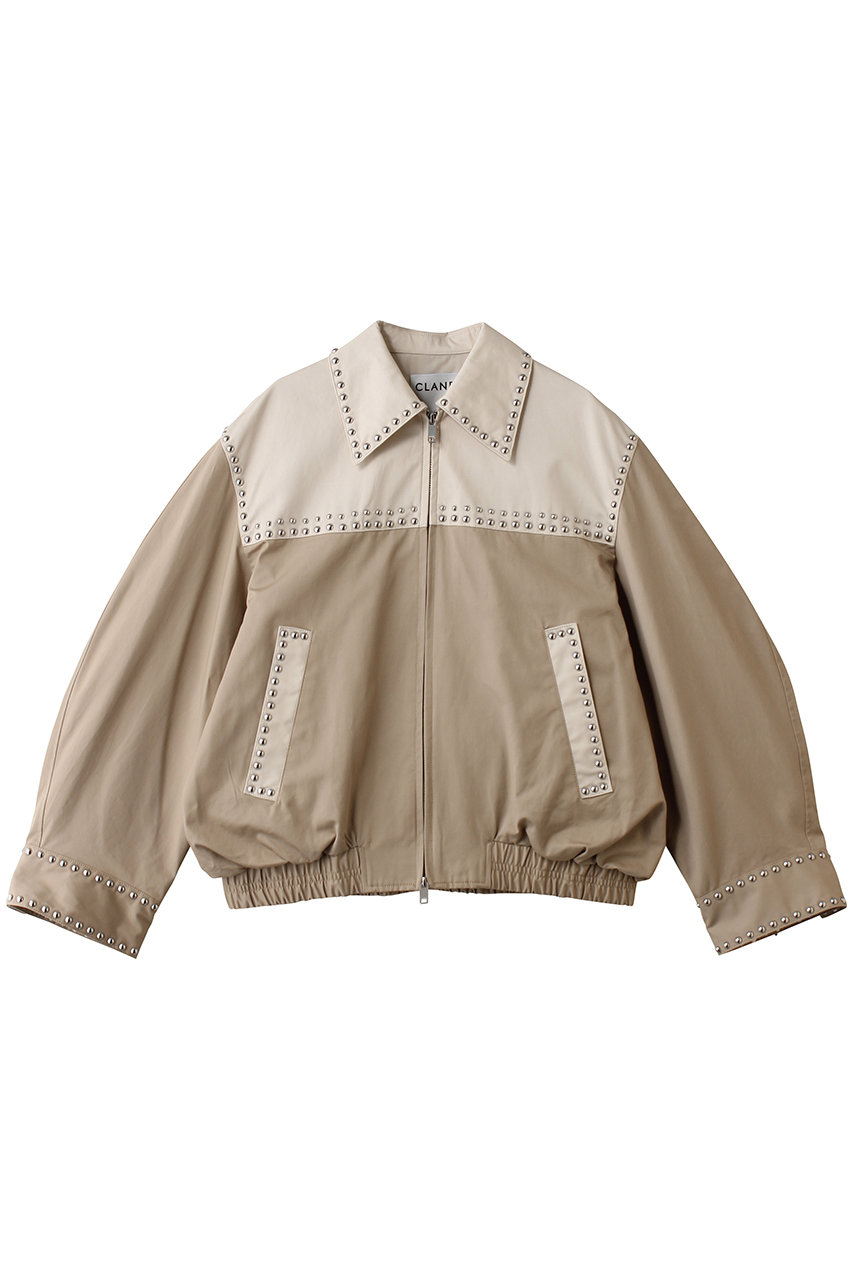 クラネ/CLANEのW COLOR STUDDED DRIZZLER JACKET ブルゾン(BEIGE/10104-0533)