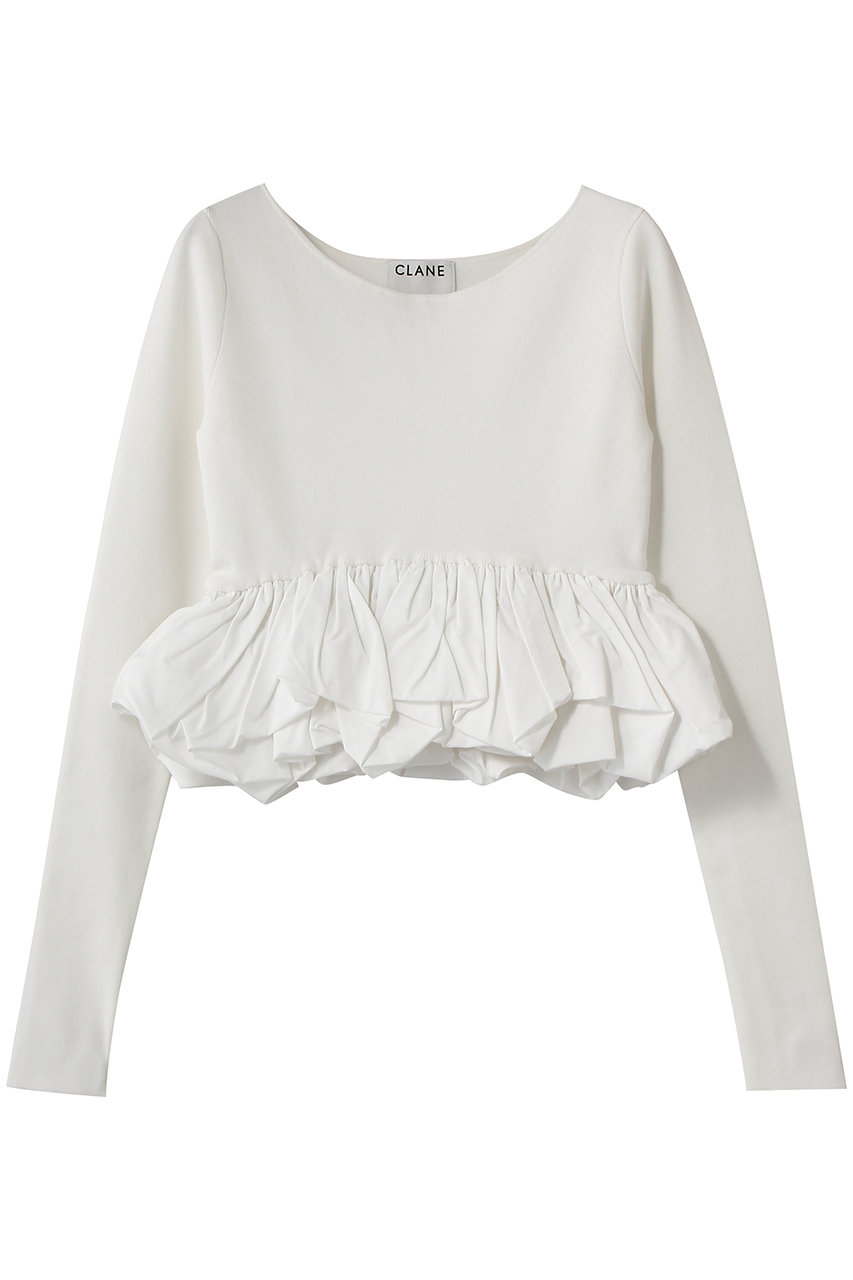 クラネ/CLANEのW BALLOON SHORT KNIT TOPS ニット/セーター(WHITE/10106-2063)