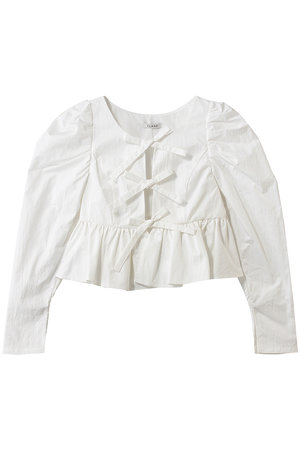 クラネ/CLANEのSHORT PEPLUM RIBBON TOPS シャツ/ブラウス(110400/110403)