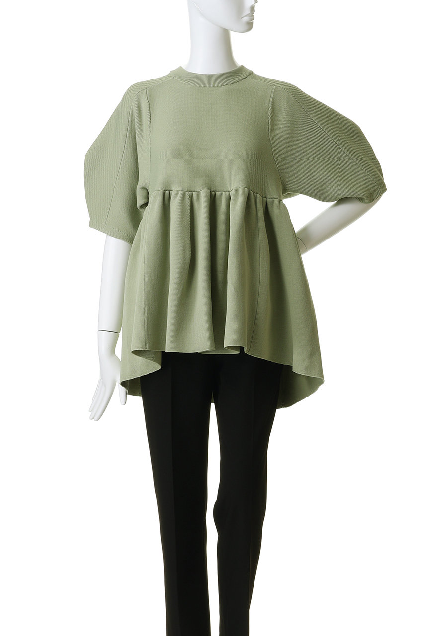 CLANE PEPLUM HAND KNIT TOPSアイボリー 完売　人気 CLANE（クラネ） 即日発送 正規商品 ペプラムハーフスリーブニット