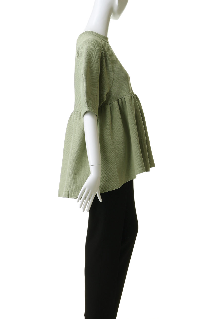 CLANE(クラネ)｜PEPLUM HALF SLEEVE KNIT TOPS ニット/セーター/IVORY