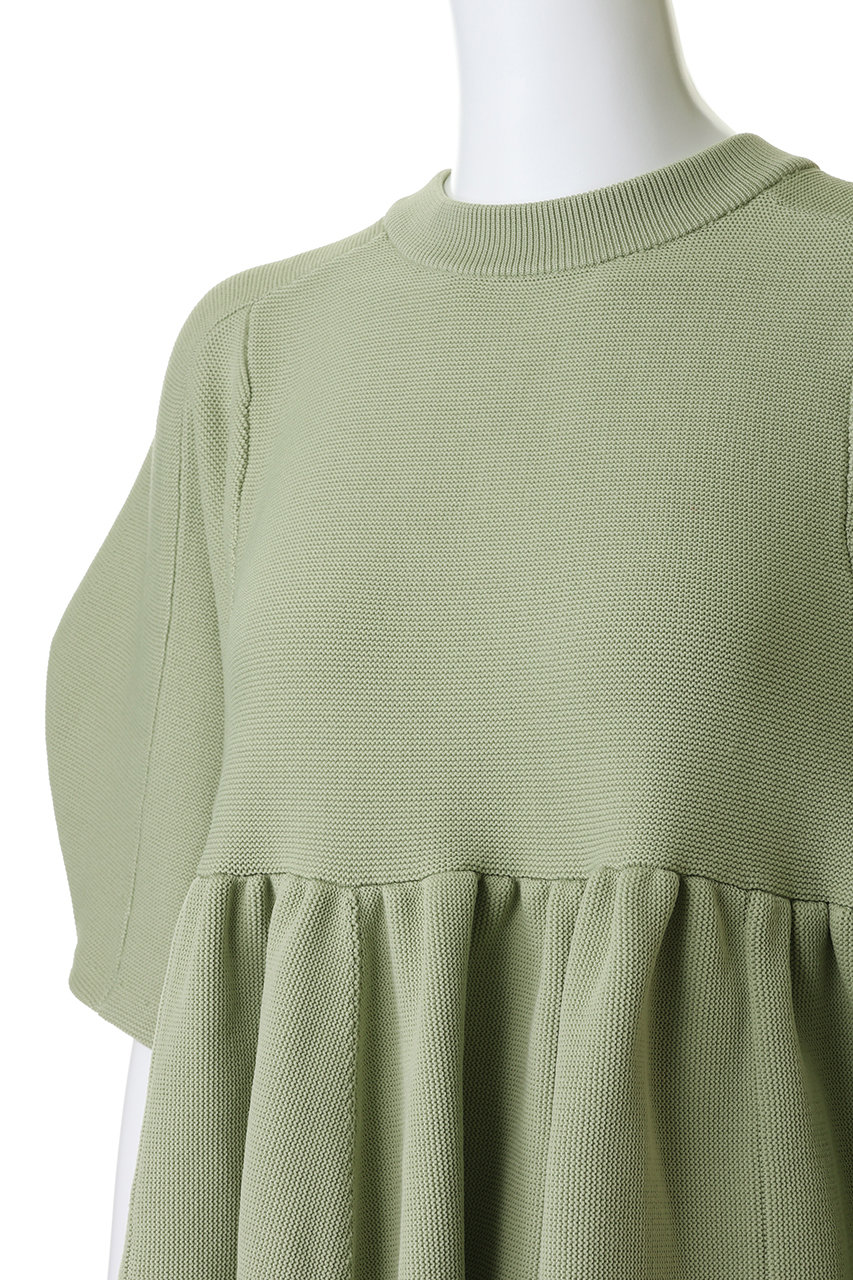 CLANE(クラネ)｜PEPLUM HALF SLEEVE KNIT TOPS ニット/セーター/IVORY