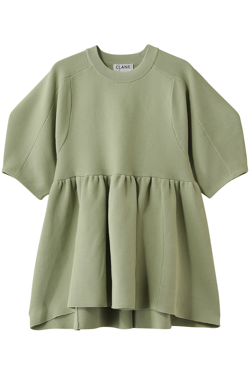 クラネ/CLANEのPEPLUM HALF SLEEVE  KNIT TOPS ニット/セーター(MOSS GREEN/10106-2133)