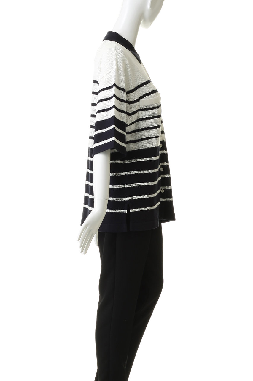 CLANE(クラネ)｜HALF SLEEVE OVER KNIT SHIRT/NAVY の通販｜ELLESHOP
