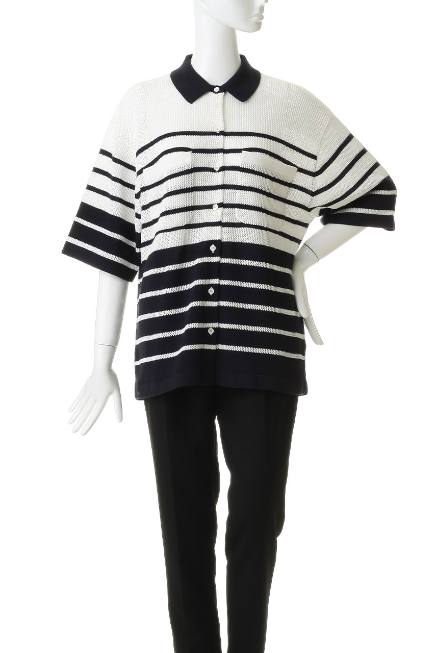CLANE(クラネ)｜HALF SLEEVE OVER KNIT SHIRT/BLACK の通販｜ELLESHOP