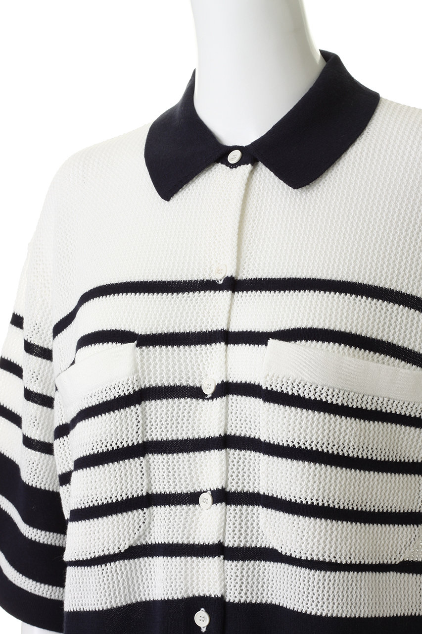 CLANE(クラネ)｜HALF SLEEVE OVER KNIT SHIRT/BLACK の通販｜ELLESHOP