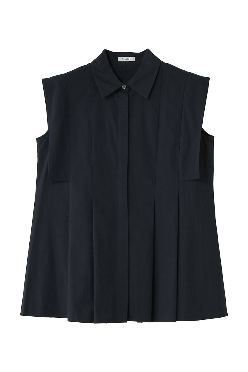 クラネ/CLANEのPANEL PLEAT WAIST SHAPE SHIRTS(NAVY/10122-4293)