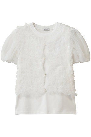 クラネ/CLANEのTULLE VEST LAYERED TOPS(110100/110102)