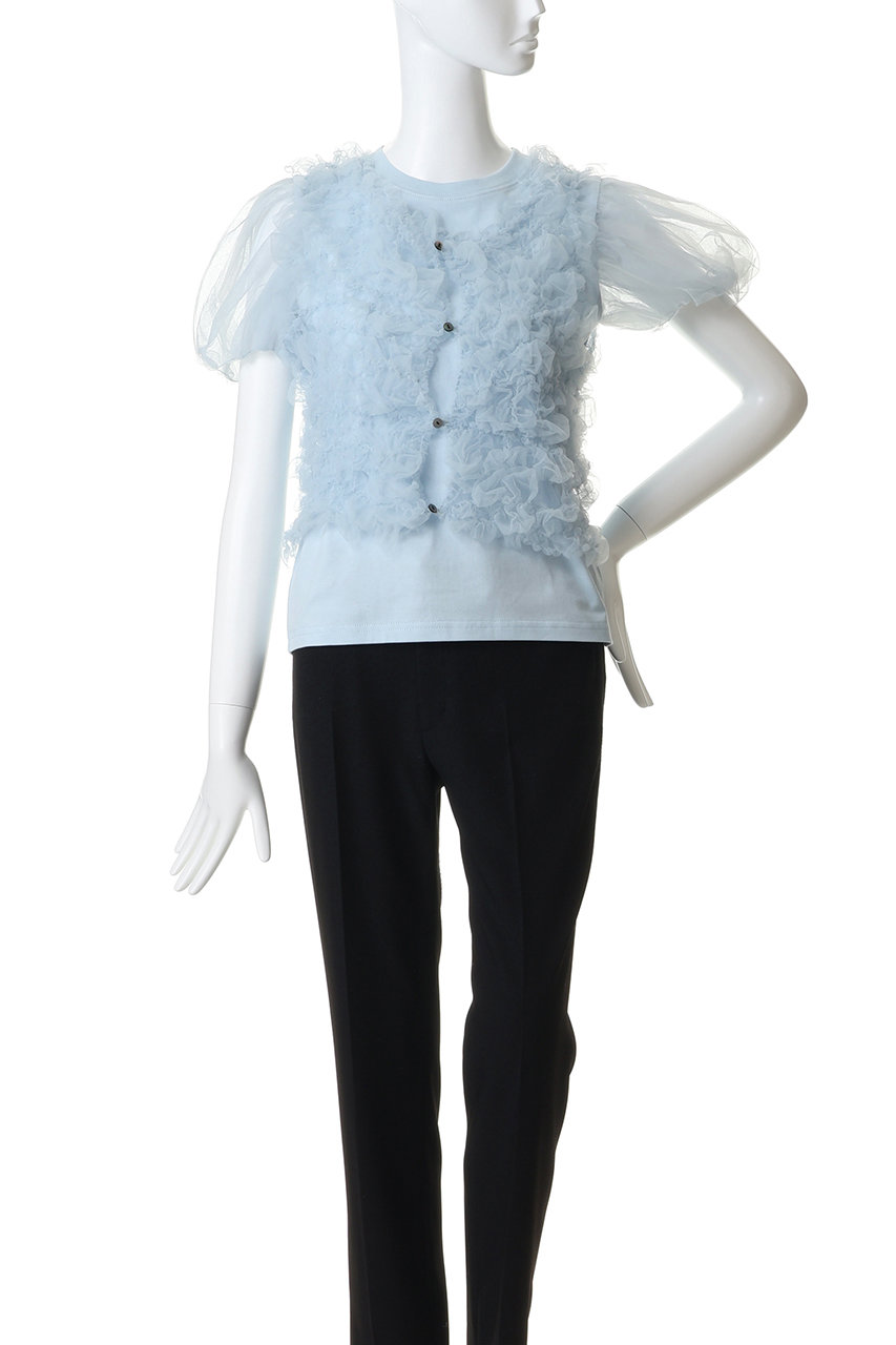 シャツ/ブラウス(半袖/袖なし) CLANE TULLE VEST LAYERED TOPS CLANE(クラネ)｜TULLE VEST LAYERED TOPS/WHITE の通販｜ELLESHOP