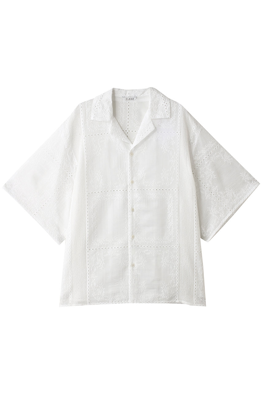 クラネ/CLANEのEMBROIDERY LACE BOX SHIRTS(WHITE/10122-4263)