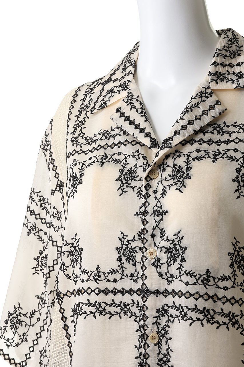 CLANE(クラネ)｜EMBROIDERY LACE BOX SHIRTS/WHITE の通販｜ELLESHOP