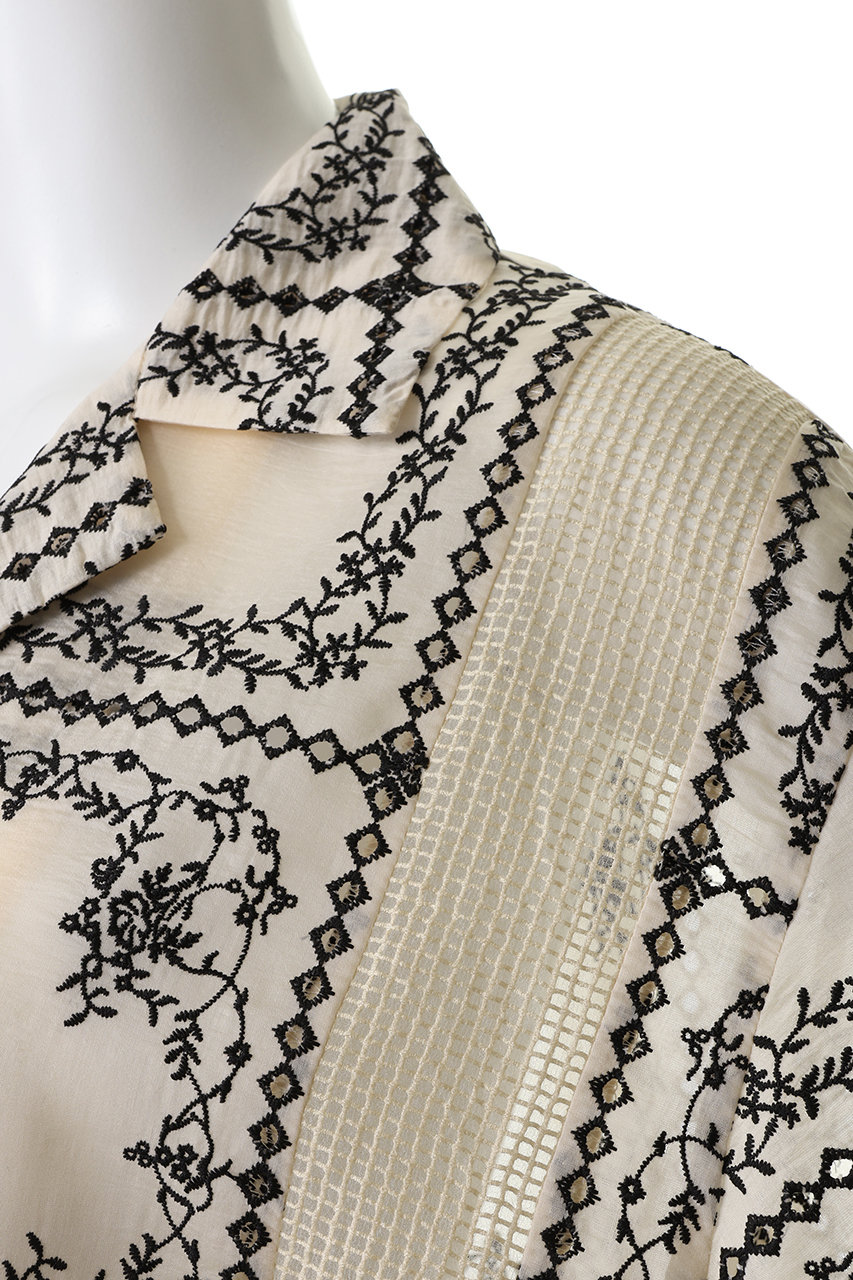 CLANE(クラネ)｜EMBROIDERY LACE BOX SHIRTS/WHITE の通販｜ELLESHOP